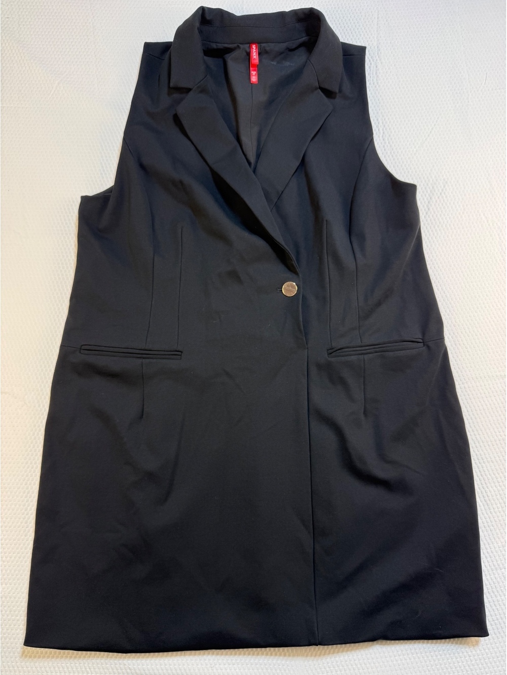 SPANX The Perfect Vest Dress 1X Black Sleeveless Blazer Ponte Corporate Chic